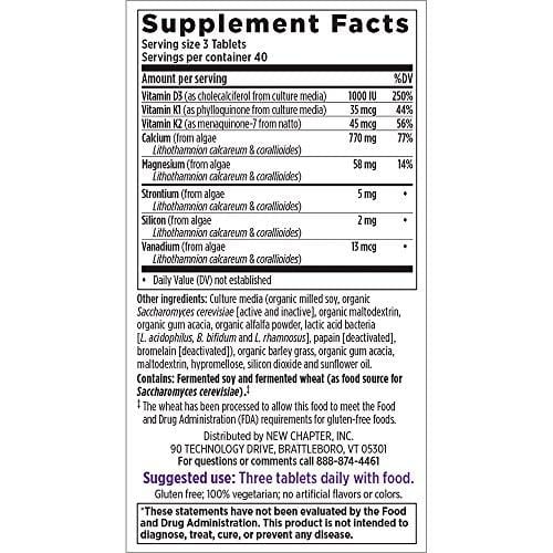 New Chapter Calcium Supplement with Vitamin K2 + D3 - Bone Strength Clinical Strength Plant Calcium with Vitamin D3 + Magnesium  - 120 ct Slim Tabs