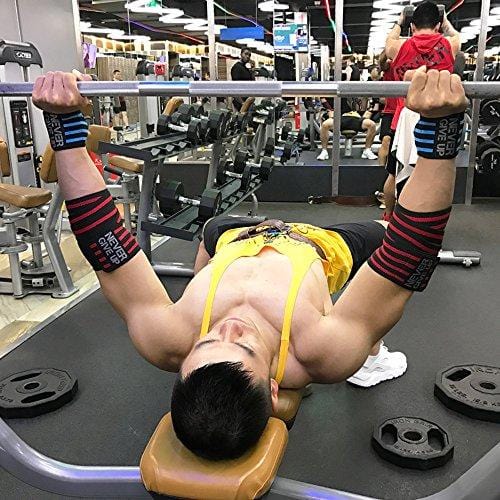 HYFAN Professional Elbow Wrist Wraps 40" Elastic Elbow Support for Weightlifting Workout Bodybuilding Gym Fitness (Red)