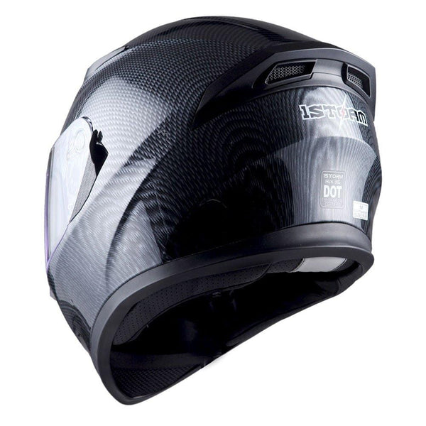 1STorm Motorcycle Street Bike Dual Visor/Sun Visor Full Face Helmet Mechanic Carbon Fiber Black, Size Large (57-58 CM,22.4/22.8 Inch)