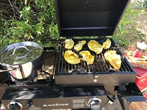 Blackstone Grills Tailgater - Portable Gas Grill and Griddle Combo - Barbecue Box - Two Open Burners â€œ Griddle Top - Adjustable Legs - Camping Stove Great for Hunting, Fishing, Tailgating and More