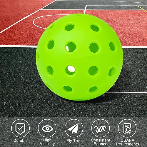 kisportee Pickleballs Balls, 6 Pack Outdoor Pickleball Balls with Mesh Bag for Sport Outdoor Play, High Elasticity & Durable Pickle Ball for All Style Pickleball Paddles, Ideal Sport Pickleballs Gift
