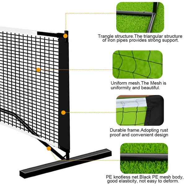 Portable Pickleball Net System, FOME 22 FT Pickleball Net Portable Outdoor Regulation Size Pickleball Nets and Accessories with Carry Bag Steady Steel Frame Strong PE Pickle Ball Net