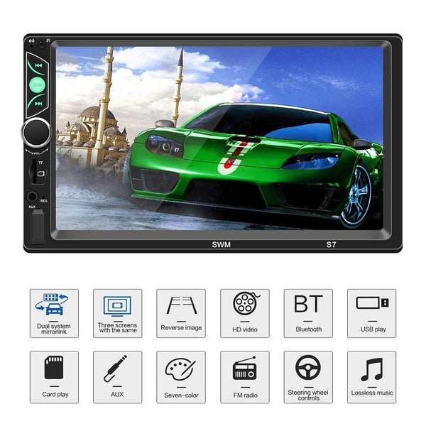 Car Stereo with Bluetooth 7 Inch Capacitive Touch Screen Double Din Car Stereo with Backup Camera and Steering Wheel Control Support Daul System Mirrorlink