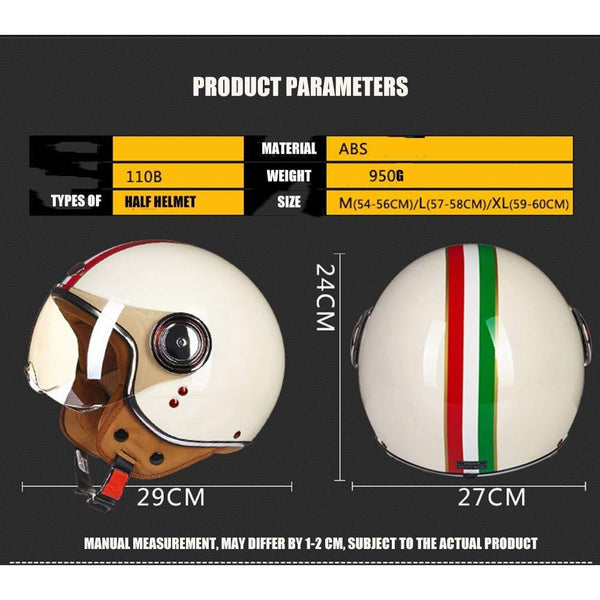 Retro Open Face Motorcycle Helmet,DOT Standard Men and Women Safety Anti-Collision ATV SUV Harley Helmet Four Seasons,L