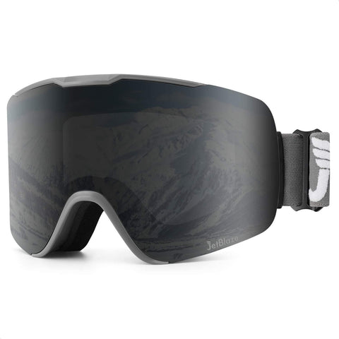 JetBlaze Ski Goggles, Magnet Snowboard Goggles (Black)