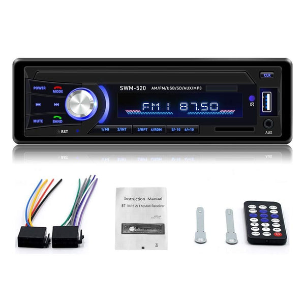 Car Stereo with Bluetooth Single din in Dash, AM FM Car Radio Car Audio Support USB, SD Card,AUX in, with Wireless Remote Control