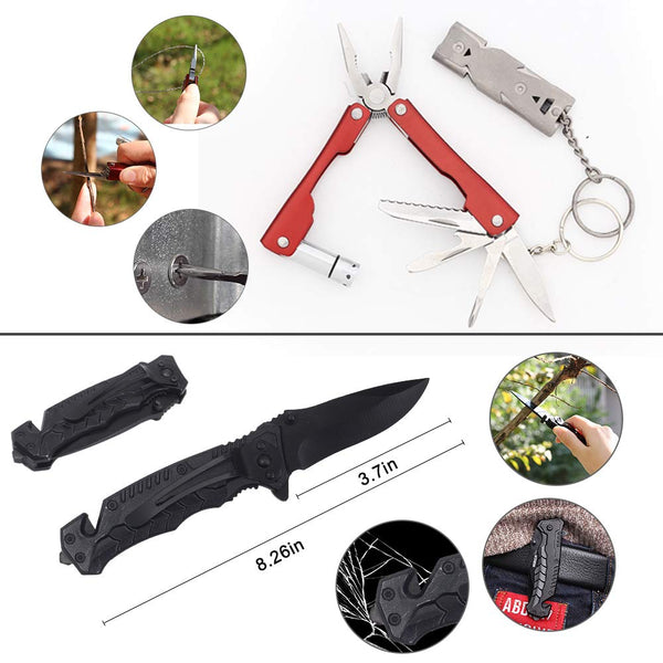 Survival First Aid Kit Emergency Survival Kit Upgraded 2-1 First Aid Supply Compatible Outdoor Survival Gear Tactical Gear Molle Trauma Bag for Camping Hunting Hiking Home Outdoor (black) (black)