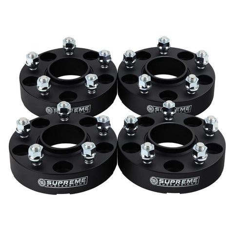 Supreme Suspensions - 4pc 2" Hub Centric Wheel Spacers for 2012-2018 Dodge Ram 1500 2WD 4WD 5x5.5" (5x139.7mm) BP with M14x1.5 Studs 77.8mm Center Bore w/Lip [Black]