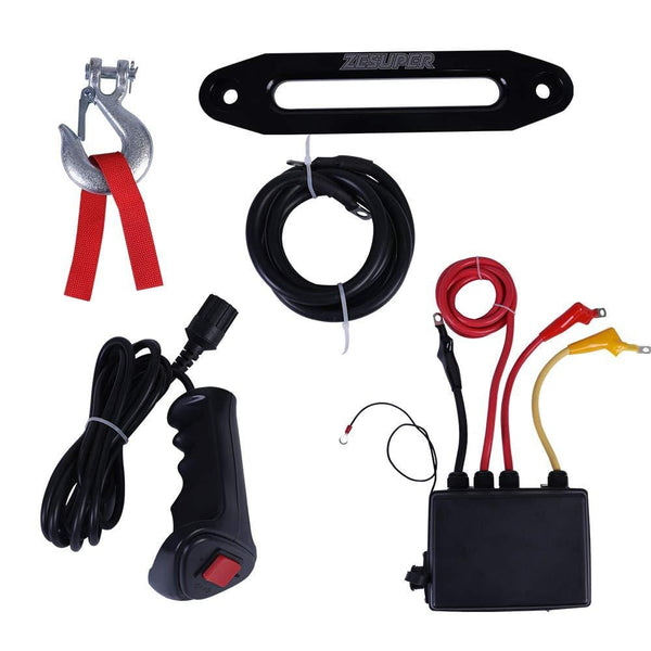 ZESUPER 12V 13000-lb Load Capacity Electric Winch Kit, Waterproof IP67 Electric Winch with Hawse Fairlead, with Both Wireless Handheld Remote and Corded Control