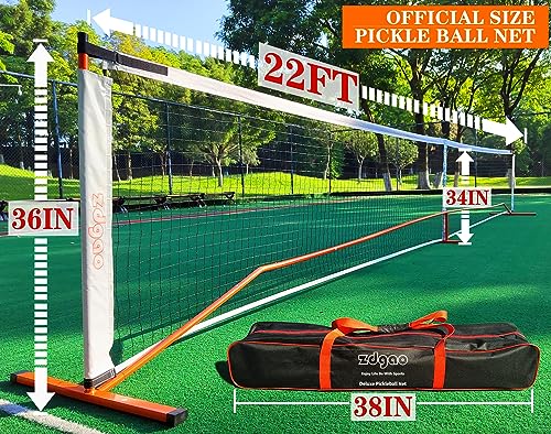 Pickle Ball Net Set - Pickle Ball Net with Lightweight Fiberglass Paddles Set of 4, Pickle Blls and Carrying Bag, 22 FT Pickle Ball Nets Portable Outdoor Regulation Size for Driveway Backyards