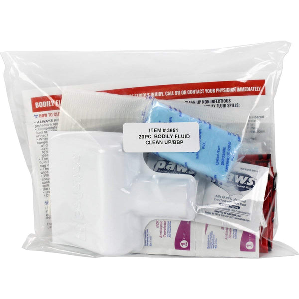 21 Piece Bodily Fluid Clean Up Pack/Bloodborne Pathogen Spill Kit - be OSHA Compliant and Protect from Dangerous Exposure to Blood and Other potentially infectious Materials