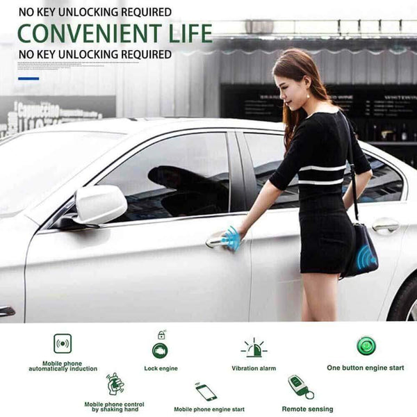 Universal Remote Start For Car Engine Keyless Entry PKE Automatic Central Locking/unlock Door,Car Alarm System with Shock Sensor ,80-100M Control Remote Car Starter