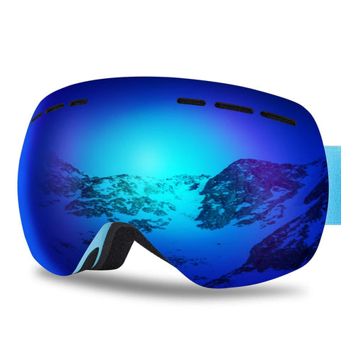 G4Free Ski Snowboard Snow Goggles for Men Women Anti-Fog 100% UV400 Protection Over Glasses Goggles Frameless Spherical Design Detachable Lens System(Blue)
