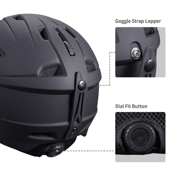 KUYOU Ski Helmet with Visor,Adult Snow Helmet and Goggles Set for Snowmobile, Skiing, Snowboarding, Motorcycle Cycling (Integrated -Black)