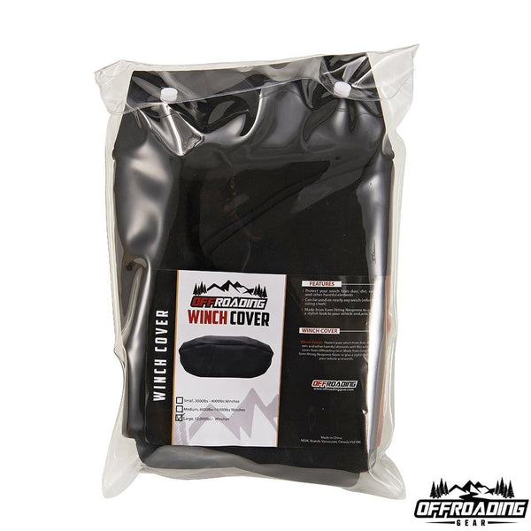 Winch Cover, 8000-10000 lbs Winches, Black Neoprene for Off-Roading 4x4