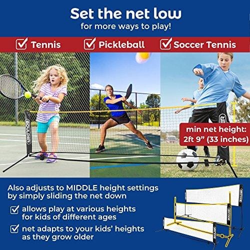 Boulder Portable Badminton Net Set - 10-FT Mini Net for Tennis, Soccer Tennis, Pickleball, Kids Volleyball - Easy Setup Nylon Sports Net with Poles - for Indoor or Outdoor Court, Beach, Driveway