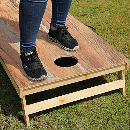 OOFIT Solid Wood Premium Official Cornhole Game Set with Fashionable, Durable Printed Surface and Underneath, Portable Regulation Cornhole Bean Bag Toss Game