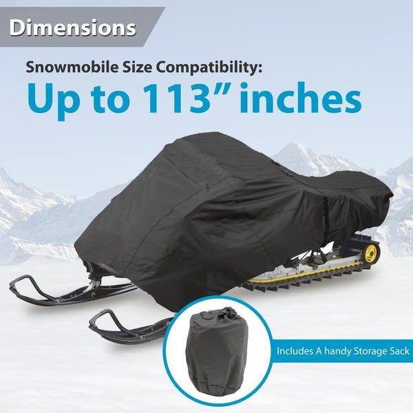 Pyle PCVSNM12 - Universal Snowmobile Cover Fabric - Heavy Duty, Dual Air Vents, Non-scratch Hood Liner & Elastic Cord -Tight Custom Fit, Waterproof Marine Grade Protection Against Sun Damage