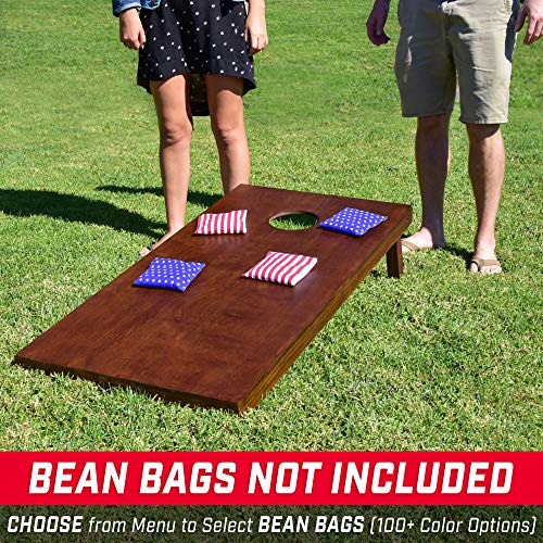 GoSports Stained Regulation Size Wooden Cornhole Set with Dark Brown Varnish | Includes Carrying Case