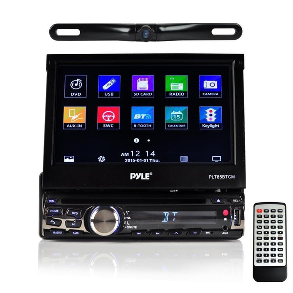 Pyle Car Stereo Receiver System & Backup Camera Kit Touch-Screen Headunit Radio CD/DVD Player | Bluetooth Wireless Streaming | Hands-Free Talking | USB/MP3/AUX/AM/FM Radio | Single DIN (PLT85BTCM)