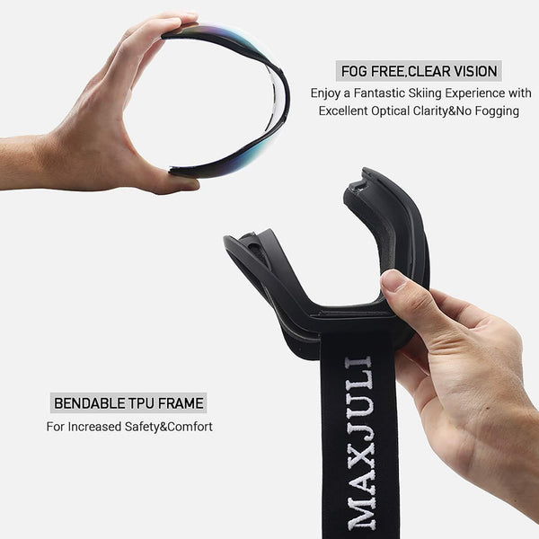 Ski Goggles,OTG Anti-Fog Snowboard Skate Snowmoblie Double Layer Spherical Lens Snow Goggles Men Women Juli M3