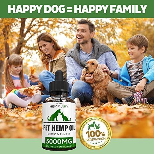 Organic Hemp Oil for Dogs & Cats - 5000mg - Pet Hemp Oil - Separation Anxiety & Stress Relief - Supports Mobility, Hip & Joint, Immune System - Calming Treats for Dogs - Made in USA