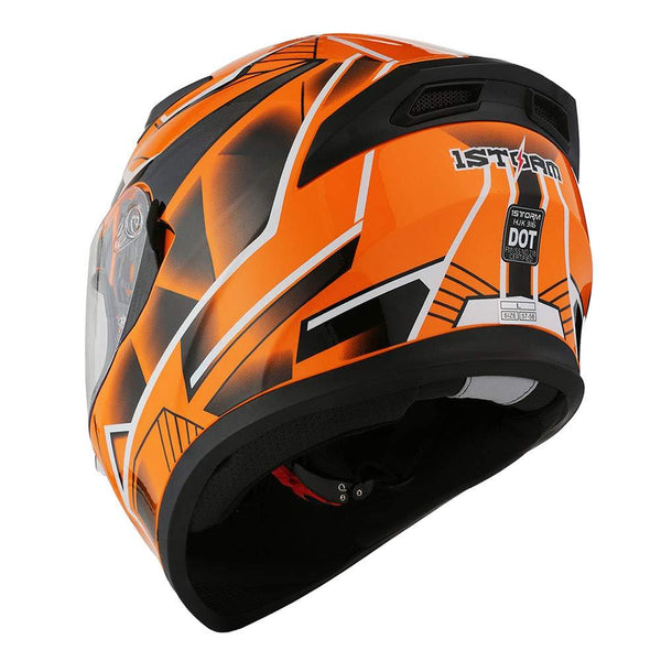 1STorm Motorcycle Street Bike Dual Visor/Sun Visor Full Face Helmet Panther Orange, Size X-Large Size XL (59-60 CM,23.2/23.6 Inch)