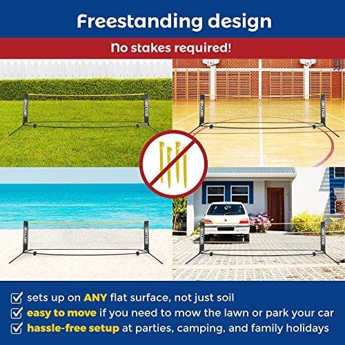 Boulder Portable Badminton Net Set - 10-FT Mini Net for Tennis, Soccer Tennis, Pickleball, Kids Volleyball - Easy Setup Nylon Sports Net with Poles - for Indoor or Outdoor Court, Beach, Driveway