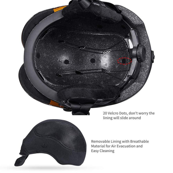 KUYOU Ski Helmet with Visor,Adult Snow Helmet and Goggles Set for Snowmobile, Skiing, Snowboarding, Motorcycle Cycling (Integrated -Black)