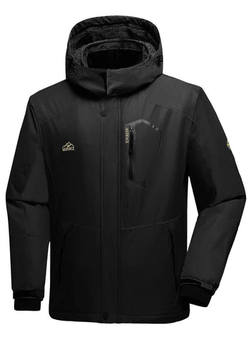 Men's Mountain Waterproof Ski Jacket Windproof Rain Jacket Warm Winter Coats Snowboarding Chrimas Gift U119WCFY028,NewBlack,L