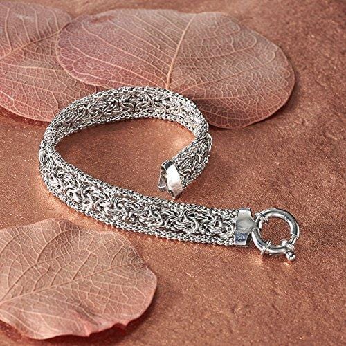 Ross-Simons Sterling Silver Narrow Beaded Byzantine Bracelet