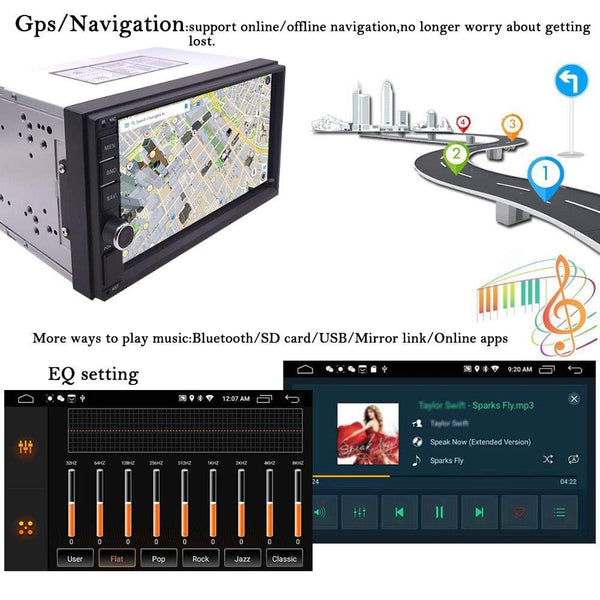YODY Android 9.0 Double Din Car Stereo Radio 7 Inch Touch Screen in Dash GPS Navigation Support WiFi Bluetooth Mirror Link SWC OBD with Backup Camera and Microphone