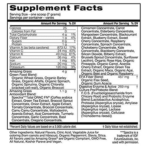 Amazing Grass Green Superfood Sweet Berry Antioxidant Natural Organic Smoothie | Detox cleanse weight loss | Elderberry, Wheatgrass, and 7 Super Greens | 30 Count Packets | Bonus Shaker Cup