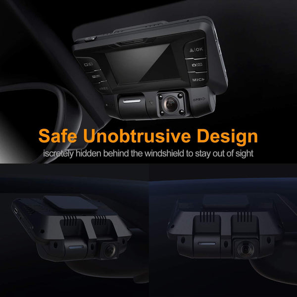 Pruveeo C2 Dash Cam with Infrared Night Vision, Dual 1080P Front and Inside, Dash Camera for Cars Uber Truck Taxi