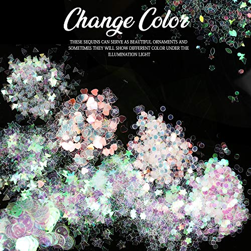 Teenitor 12 box Holographic Nail Sequin, Mixed Paillettes for Acrylic Gel PolishTips, Nail Sparkle Glitter Sheets Nail Art Craft Decoration