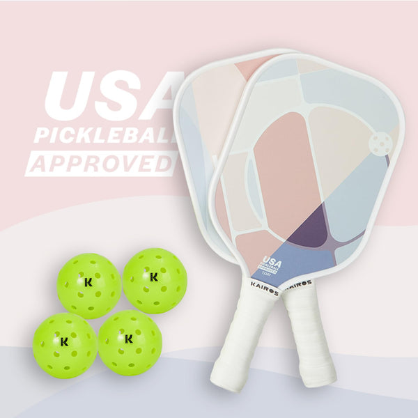 KAIROS Pickleball Paddles, USAPA Approved Pickle Ball Set with 2 Rackets 4 Pickle Balls, Non-Slip Grip Fiberglass Surface Pickleball for Beginners (Dusty Rose)