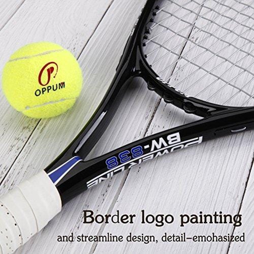 oppum Adult Carbon Fiber Tennis Racket, Super Light Weight Tennis Racquets Shock-Proof and Throw-Proof,Include Tennis Bag Tennis Overgrip (Aluminum-Carbon Racquet(Balck Blue), 4 3/8)