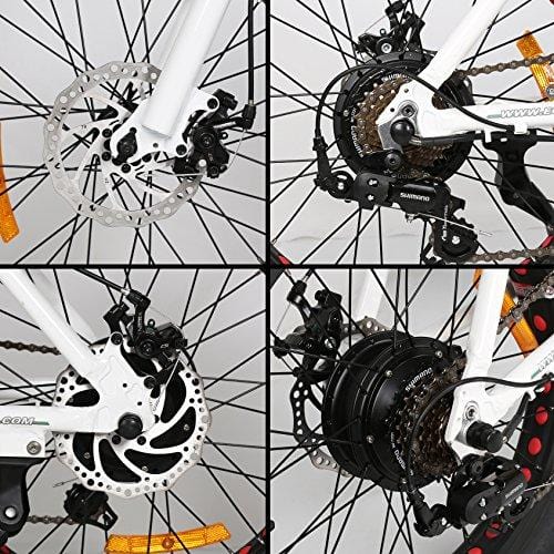 ECOTRIC 20" New Fat Tire Folding Electric Bike Beach Snow Bicycle ebike 500W Electric Moped Electric Mountain Bicycles … (White and Black)