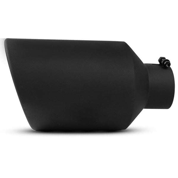 AUTOSAVER88 4 Inch Inlet Black Exhaust Tip, 4 x 8 x 15 Inches Stainless Steel Diesel Exhaust Tailpipe Tip for Truck Cars, Bolt/Clamp On Design.