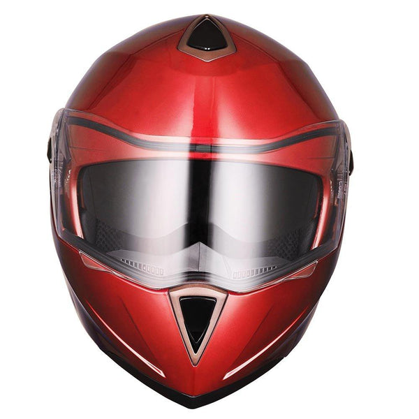 AHR Full Face Flip up Modular Motorcycle Helmet DOT Approved Dual Visor Motocross Red L