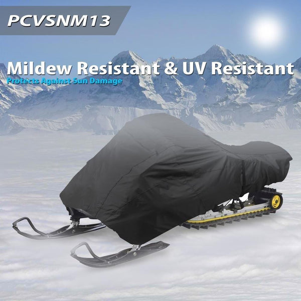 Pyle PCVSNM12 - Universal Snowmobile Cover Fabric - Heavy Duty, Dual Air Vents, Non-scratch Hood Liner & Elastic Cord -Tight Custom Fit, Waterproof Marine Grade Protection Against Sun Damage