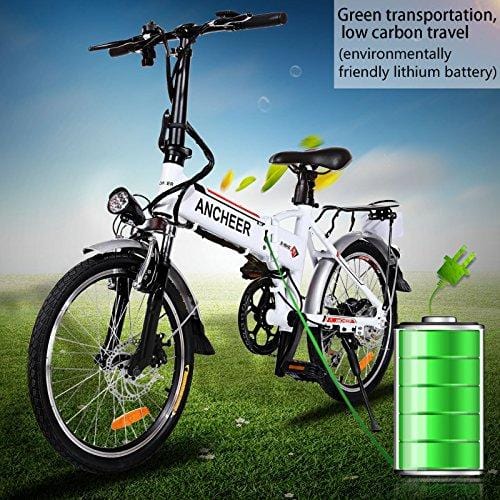 ANCHEER Folding Electric Bike with 36V 8Ah Removable Lithium-Ion Battery, 20 inch Ebike with 250W Motor and Shimano 7 Speed Shifter (Folding-White)