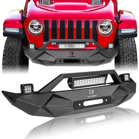 Hunter BLADE Front Bumper w/Winch Plate & 72W Light Bar & 2X 18W Spotlights & License plate bracket for 2007-2019 Jeep Wrangler JK JKU JL