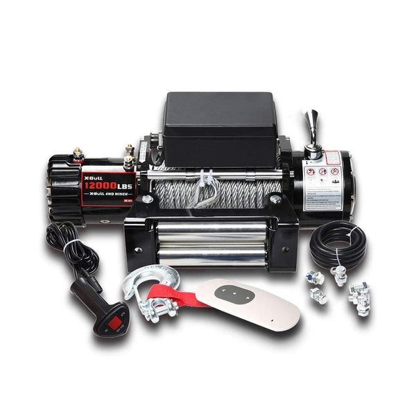 X-BULL 12V Steel Cable Electric Winch 12000 lb Load Capacity