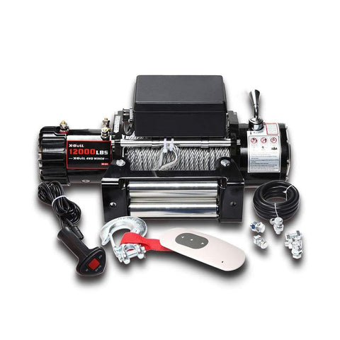 X-BULL 12V Steel Cable Electric Winch 12000 lb Load Capacity