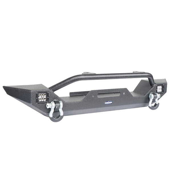 u-Box Jeep Wrangler Front Bumper w/Winch Plate & LED Lights & D Rings Rock Crawler for 1997-2006 Jeep Wrangler TJ - Different Trail