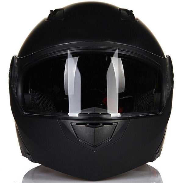 ILM 8 Colors Motorcycle Modular Flip up Dual Visor Helmet DOT (XXL, Matte Black)