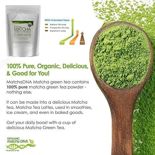 MatchaDNA USDA Organic Matcha Green Tea Powder Culinary Grade Powdered Matcha - High in antioxidants (8 Ounce)
