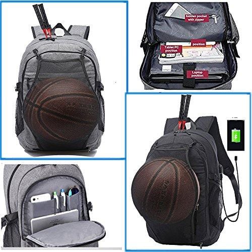 KOLAKO Business Laptop Backpack, Casual Sports Backpacks, Water Resistant Travel Daypack, Basketball Soccer Backpack Computer Bag for Men Women with USB Charging Port, Fits 15.6 inch Laptop & Tablet