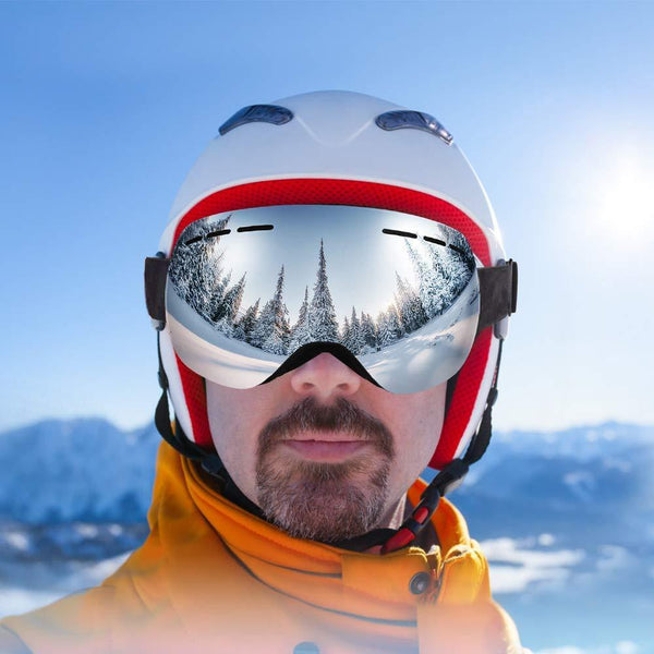 Scoteep Ski Goggles - OTG Snowboard Goggles - Snow Goggles with Anti-Fog UV Protection Double Lens for Men, Women & Youth